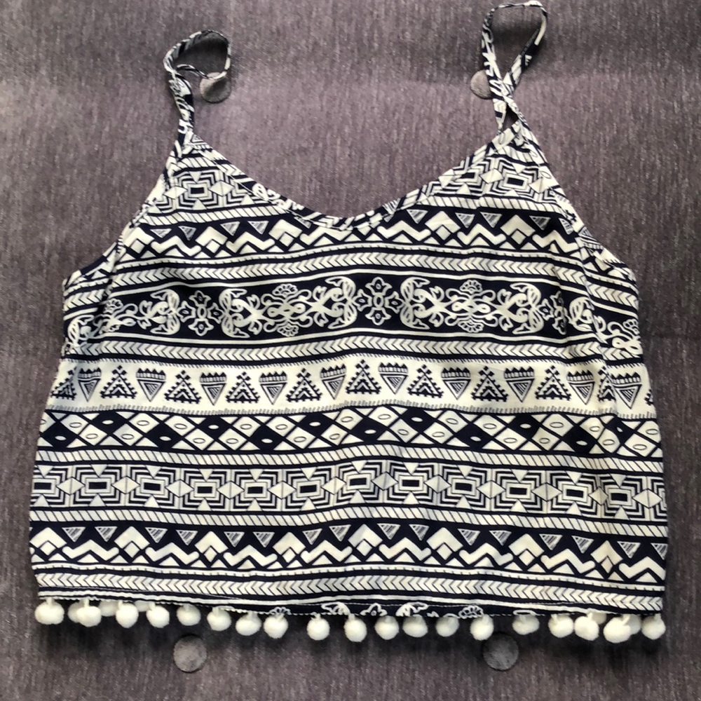 Shein blue and white top